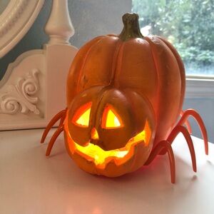 Vintage Pumpkin Spider Trendmasters Halloween Decor Orange